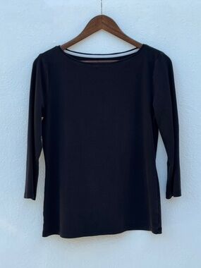 Black Cotton 3/4 Sleeve Tee